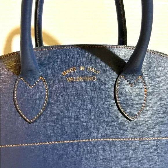 Valentino navy blue saiffiano leather satchel handbag - Picture 4 of 13